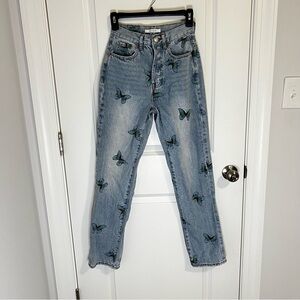 Pacsun Jeans Womens 24 Dad Jean Butterfly Light Wash Blue High‎ Rise Y2K